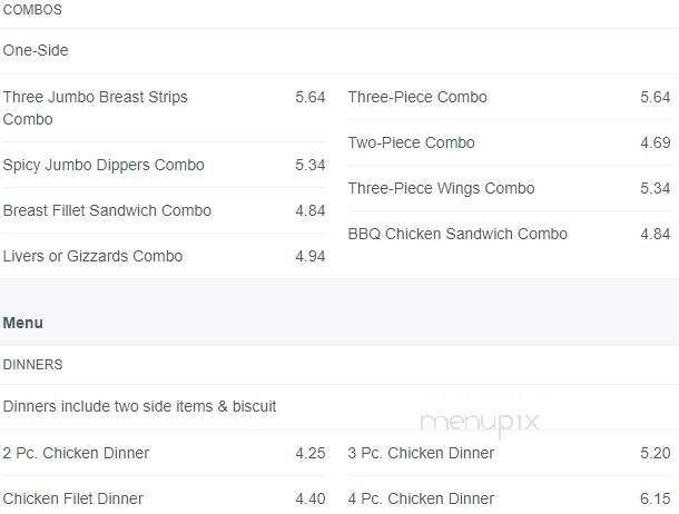 Lee's Famous Recipe Chicken - Lima, OH menu_pic