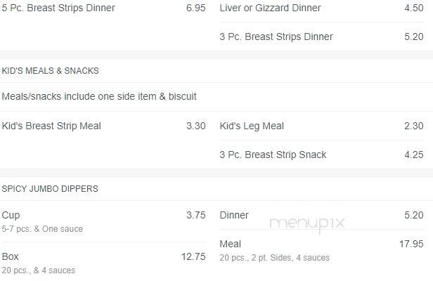 Lee's Famous Recipe Chicken - Lima, OH menu_pic