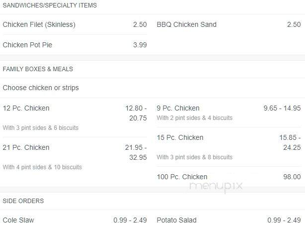 Lee's Famous Recipe Chicken - Lima, OH menu_pic