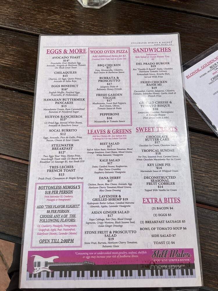 StillWater Spirits & Sounds - Dana Point, CA menu_pic