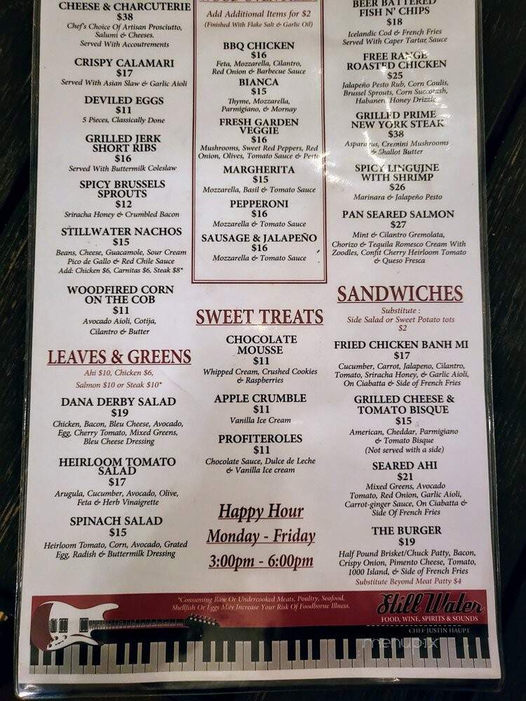 StillWater Spirits & Sounds - Dana Point, CA menu_pic
