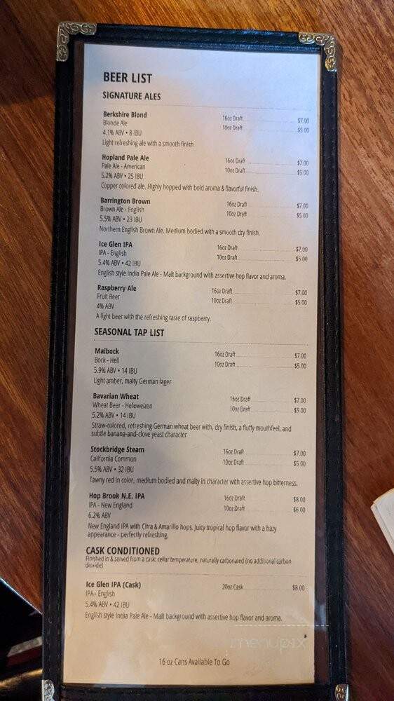 Barrington Brewery & Restaurant - Great Barrington, MA menu_pic