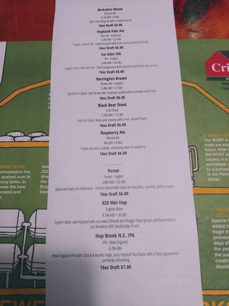 Barrington Brewery & Restaurant - Great Barrington, MA menu_pic