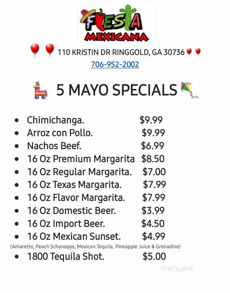 Fiesta Mexicana - Ringgold, GA menu_pic