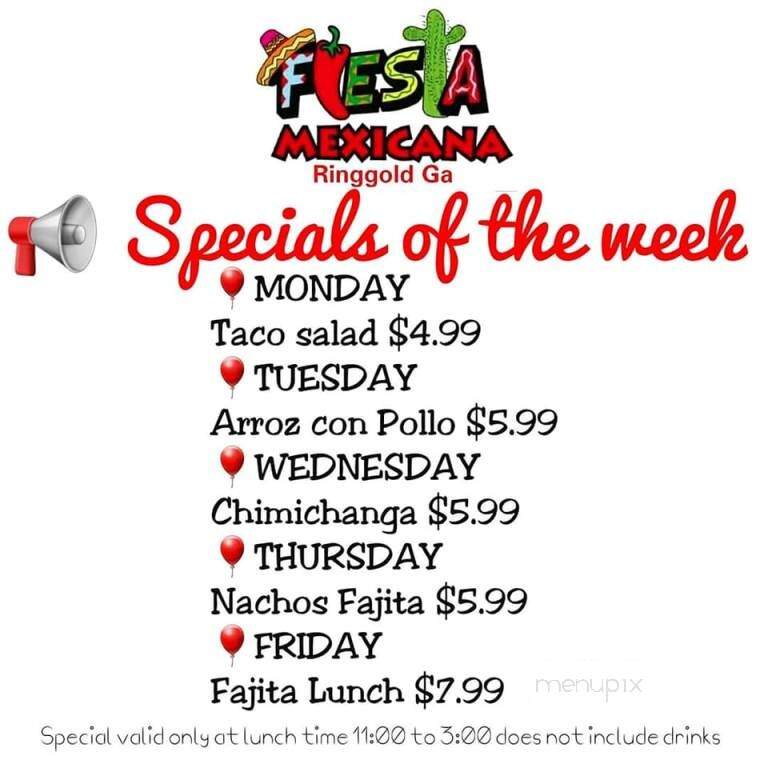Fiesta Mexicana - Ringgold, GA menu_pic