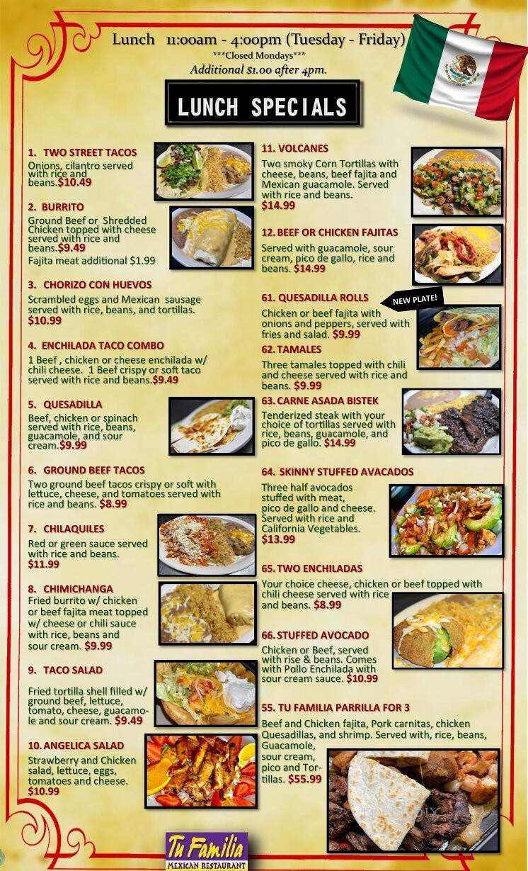 Tu Familia Mexican Restaurant - Lawton, OK menu_pic