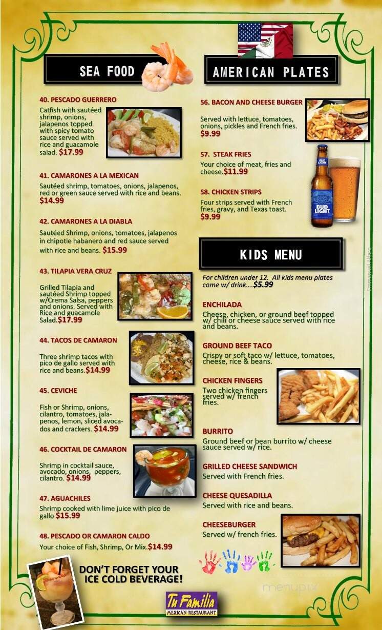 Tu Familia Mexican Restaurant - Lawton, OK menu_pic