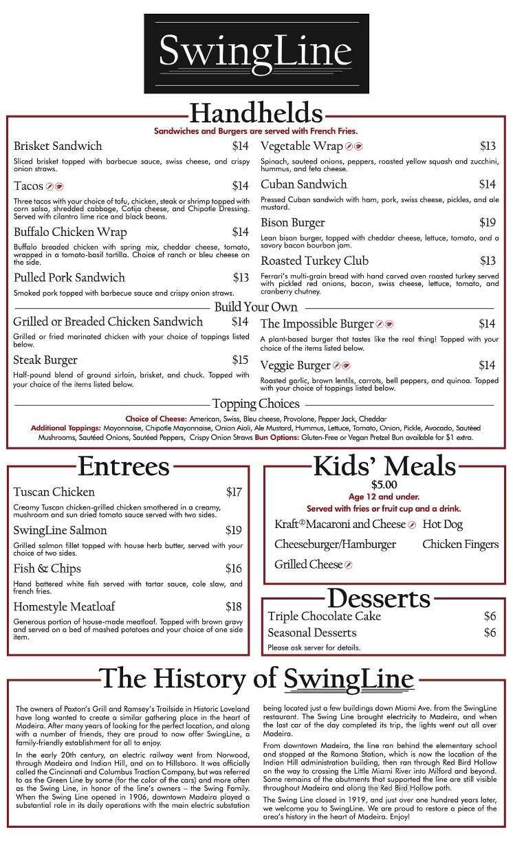 SwingLine Madeira - Cincinnati, OH menu_pic