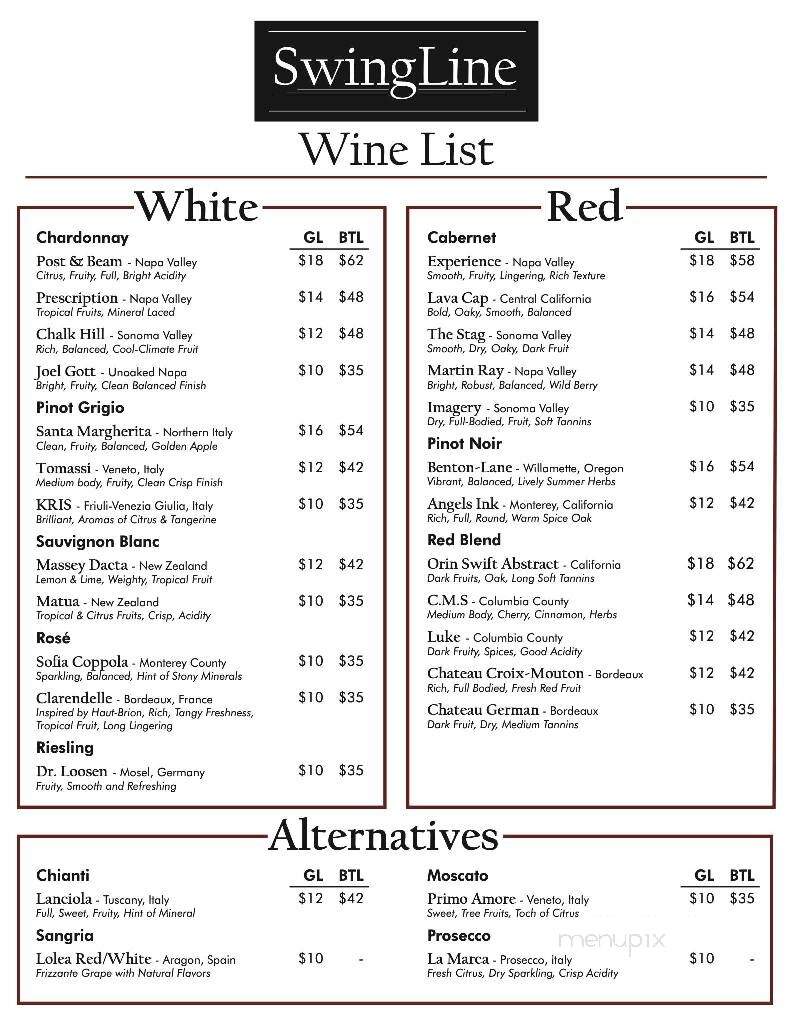 SwingLine Madeira - Cincinnati, OH menu_pic
