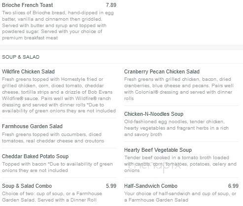Bob Evans Restaurant - Jackson, OH menu_pic