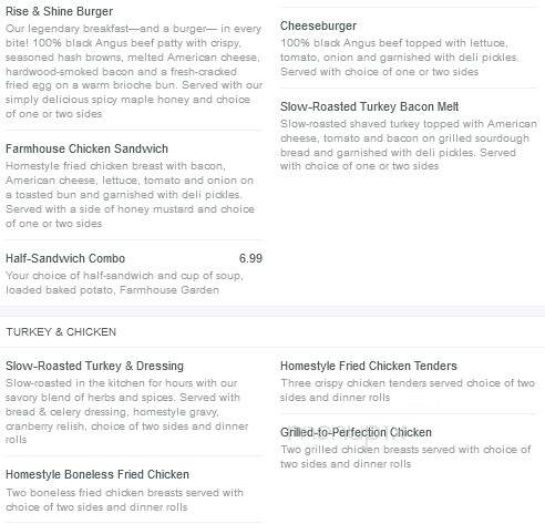 Bob Evans Restaurant - Jackson, OH menu_pic