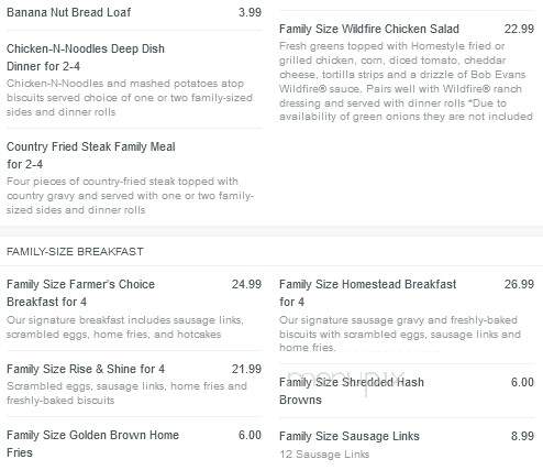 Bob Evans Restaurant - Jackson, OH menu_pic