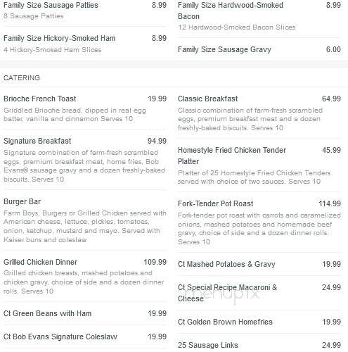 Bob Evans Restaurant - Jackson, OH menu_pic
