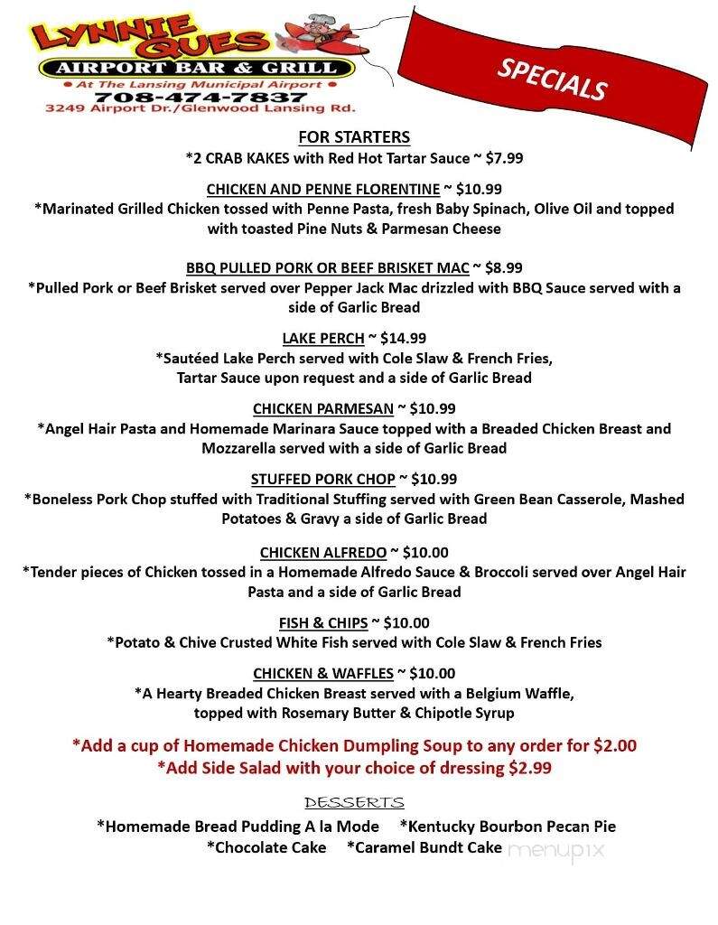 Lynnie Q's BBQ - Lansing, IL menu_pic