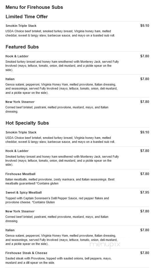 Firehouse Subs - Goodlettsville, TN menu_pic