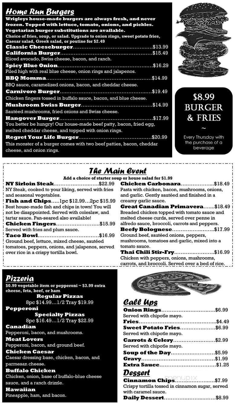 Wrigley's Field Sports Bar & Lounge - Saint Catharines, ON menu_pic