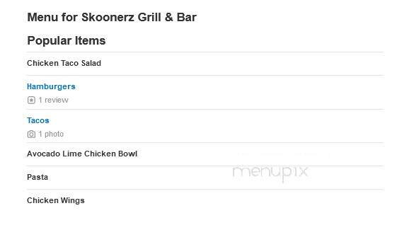 Skoonerz Grill & Bar - Princeton, IL menu_pic