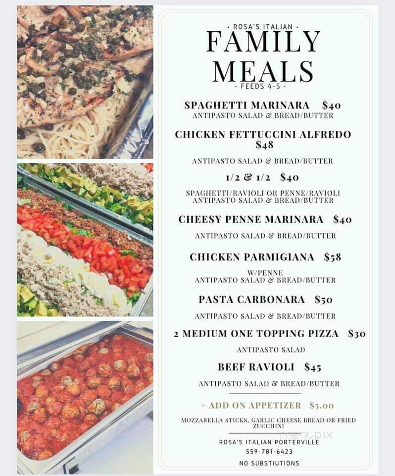 Rosa's Italian Restaurant - Porterville, CA menu_pic