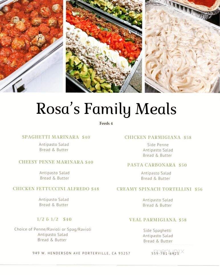 Rosa's Italian Restaurant - Porterville, CA menu_pic
