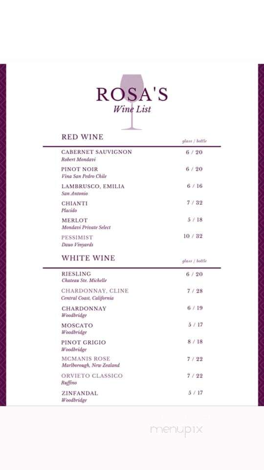 Rosa's Italian Restaurant - Porterville, CA menu_pic