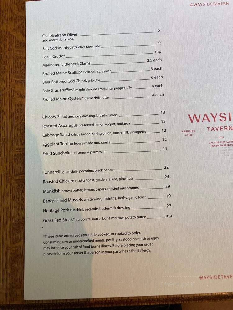 Wayside Tavern - Portland, ME menu_pic