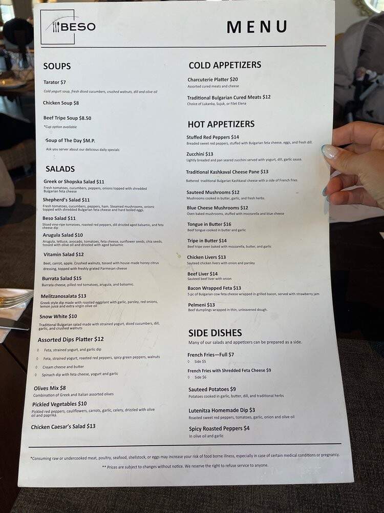 Beso - Las Vegas, NV menu_pic