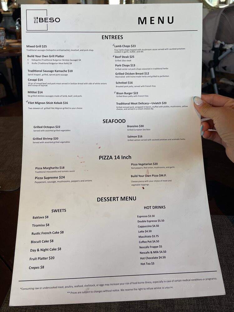 Beso - Las Vegas, NV menu_pic