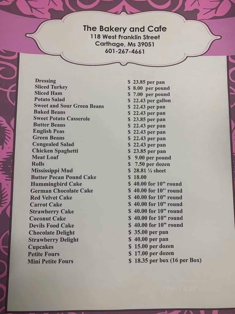 Bakery & Cafe - Carthage, MS menu_pic
