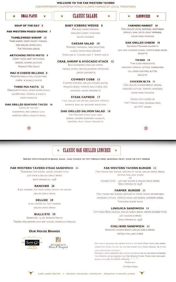 Far Western Tavern - Guadalupe, CA menu_pic