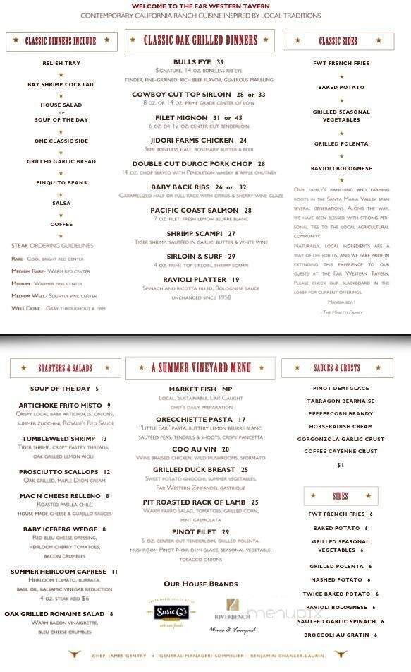 Far Western Tavern - Guadalupe, CA menu_pic