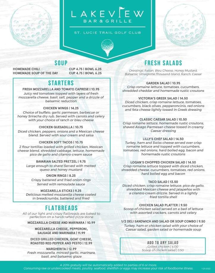 Lakeview Bar & Grille - Port St. Lucie, FL menu_pic