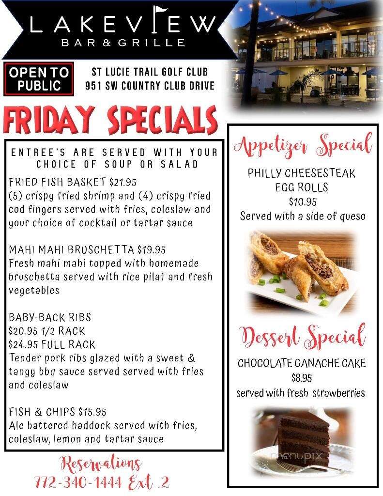 Lakeview Bar & Grille - Port St. Lucie, FL menu_pic