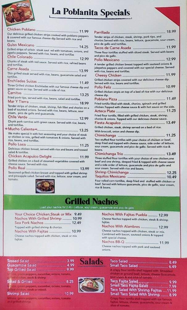 La Poblanita Mexican Bar & Grill - Fayetteville, TN menu_pic