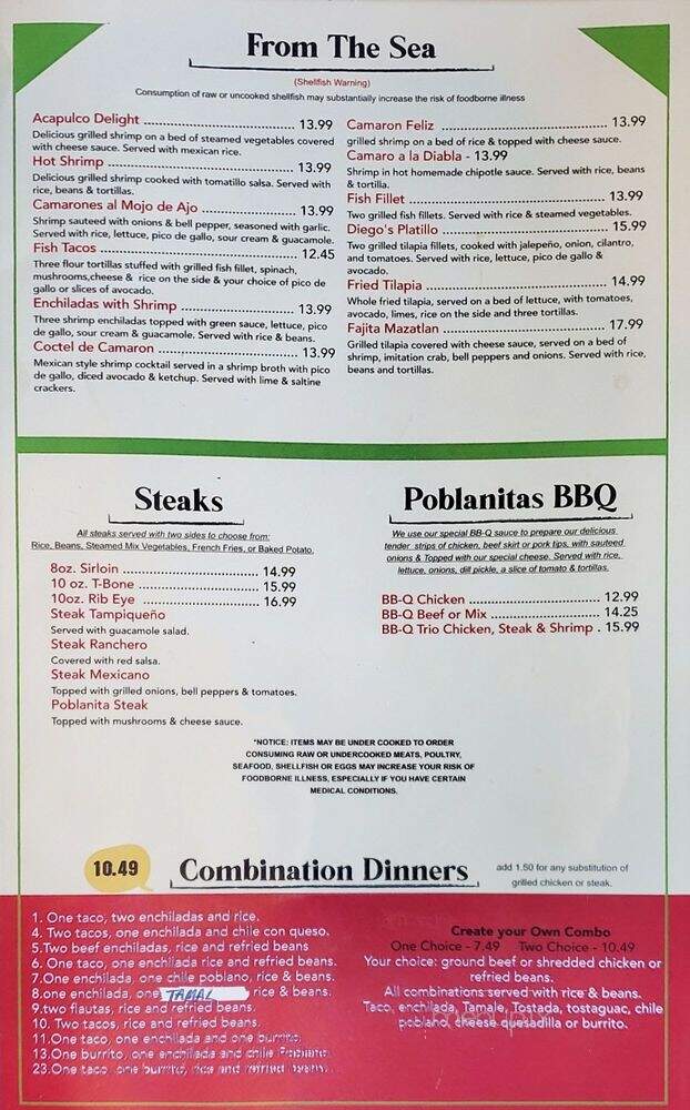 La Poblanita Mexican Bar & Grill - Fayetteville, TN menu_pic