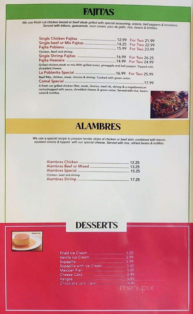 La Poblanita Mexican Bar & Grill - Fayetteville, TN menu_pic