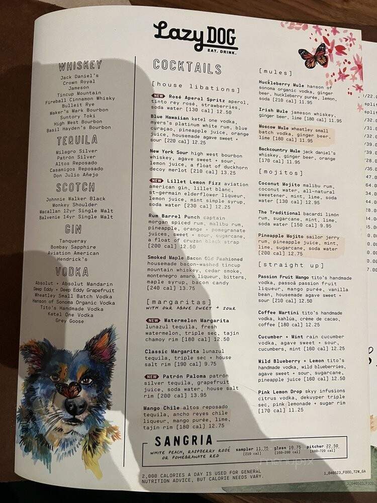 Lazy Dog Restaurant - Dunwoody, GA menu_pic