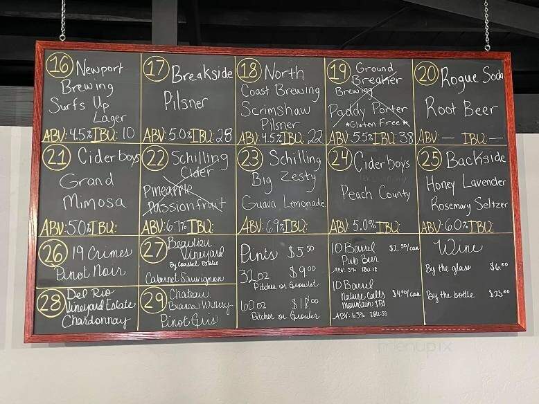 Taphouse - Myrtle Creek, OR menu_pic