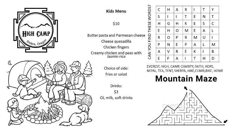 High Camp Taphouse - Sisters, OR menu_pic
