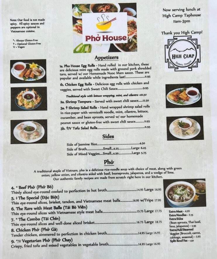 High Camp Taphouse - Sisters, OR menu_pic