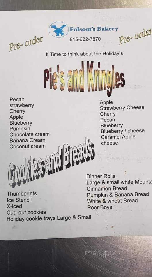 Folsom's Bakery Incorporated - Rock Falls, IL menu_pic
