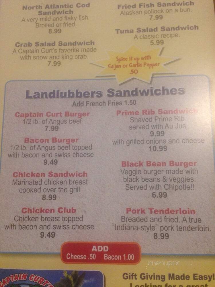 Captain Curt's Crab & Oyster - Sarasota, FL menu_pic