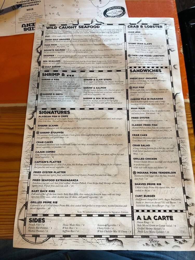 Captain Curt's Crab & Oyster - Sarasota, FL menu_pic