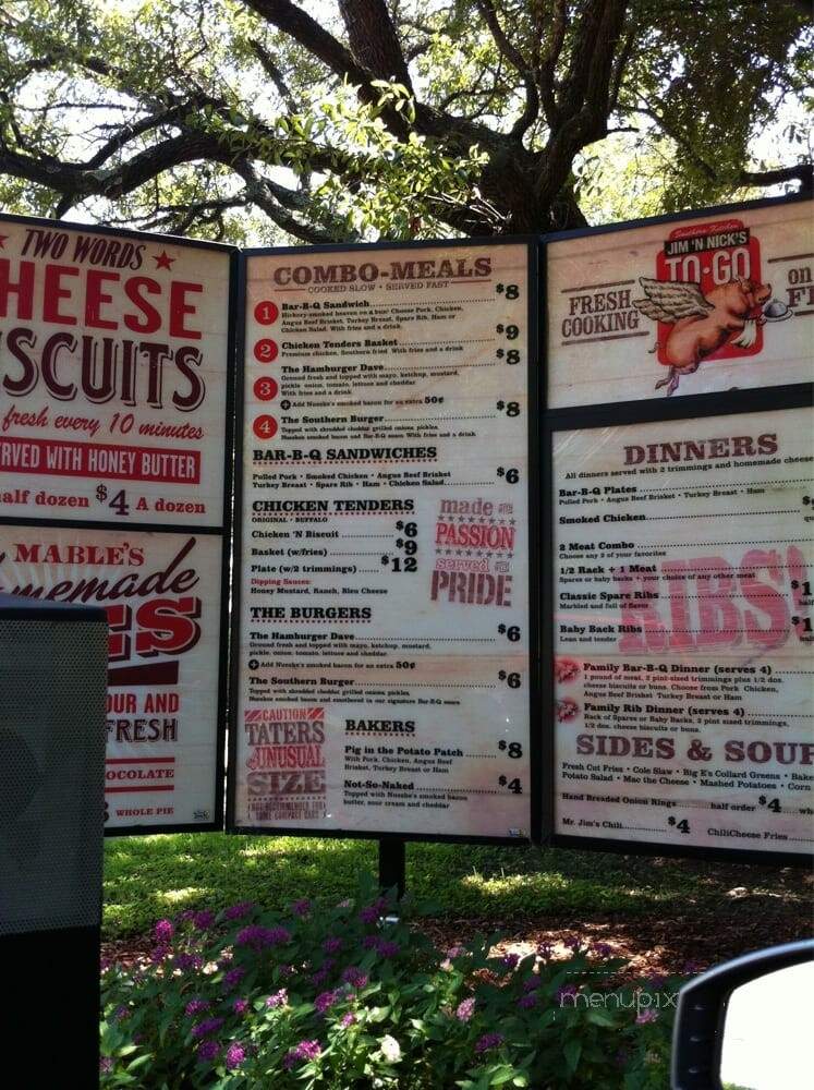 Jim'n Nick's Bar-B-Q - Niceville, FL menu_pic