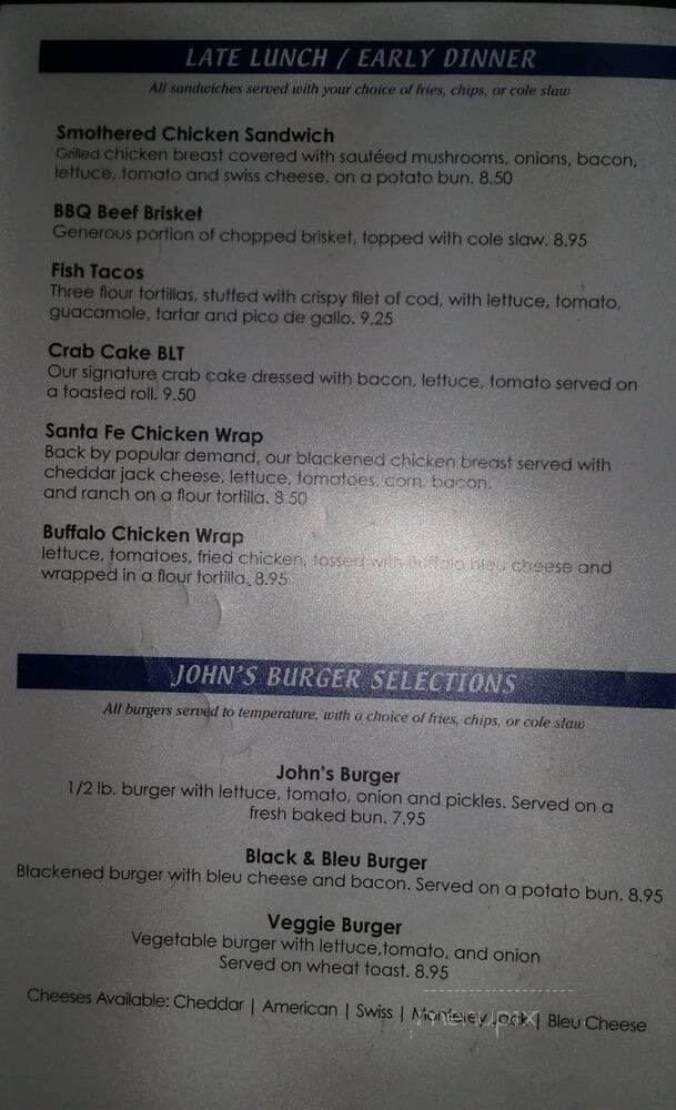 Uncle John's Restaurant - Myrtle Beach, SC menu_pic