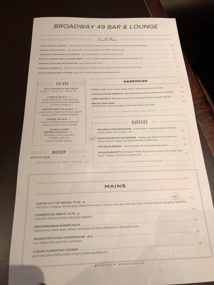Broadway 49 Bar & Lounge - New York, NY menu_pic