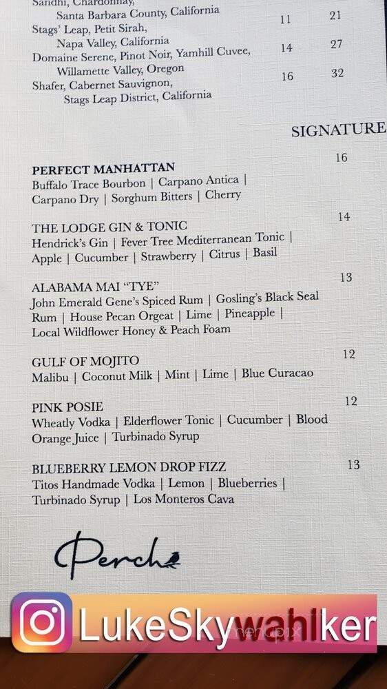 Perch - Gulf Shores, AL menu_pic