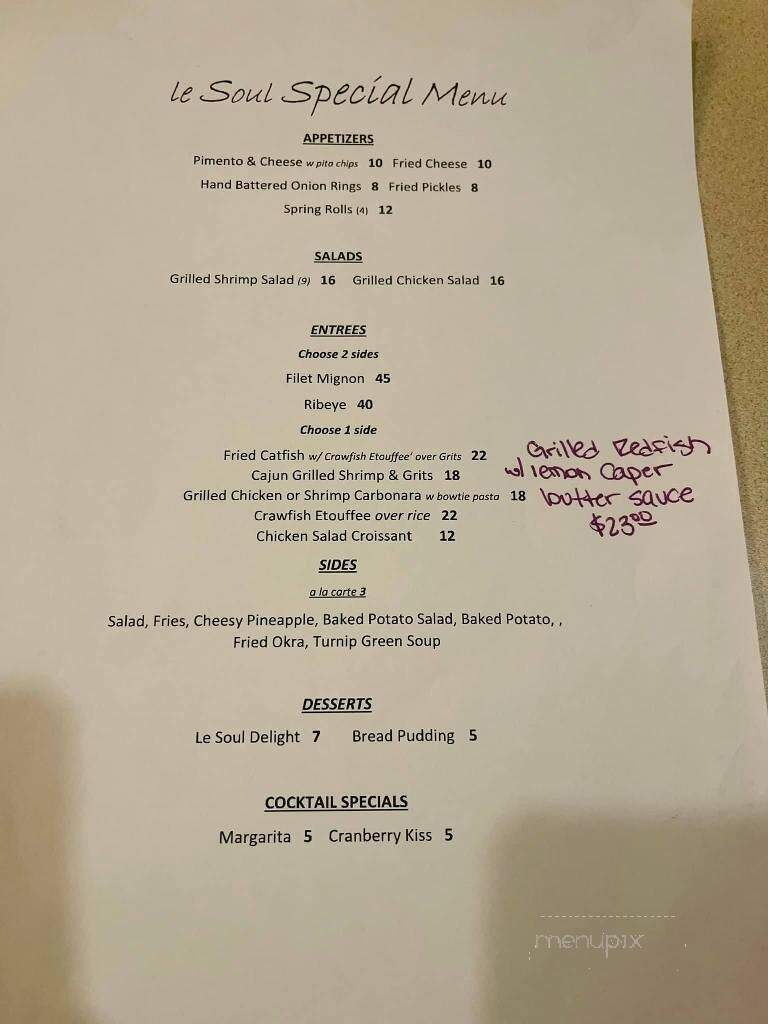 Le Soul - Hazlehurst, MS menu_pic