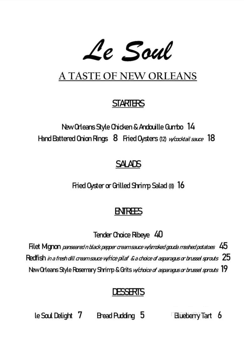 Le Soul - Hazlehurst, MS menu_pic