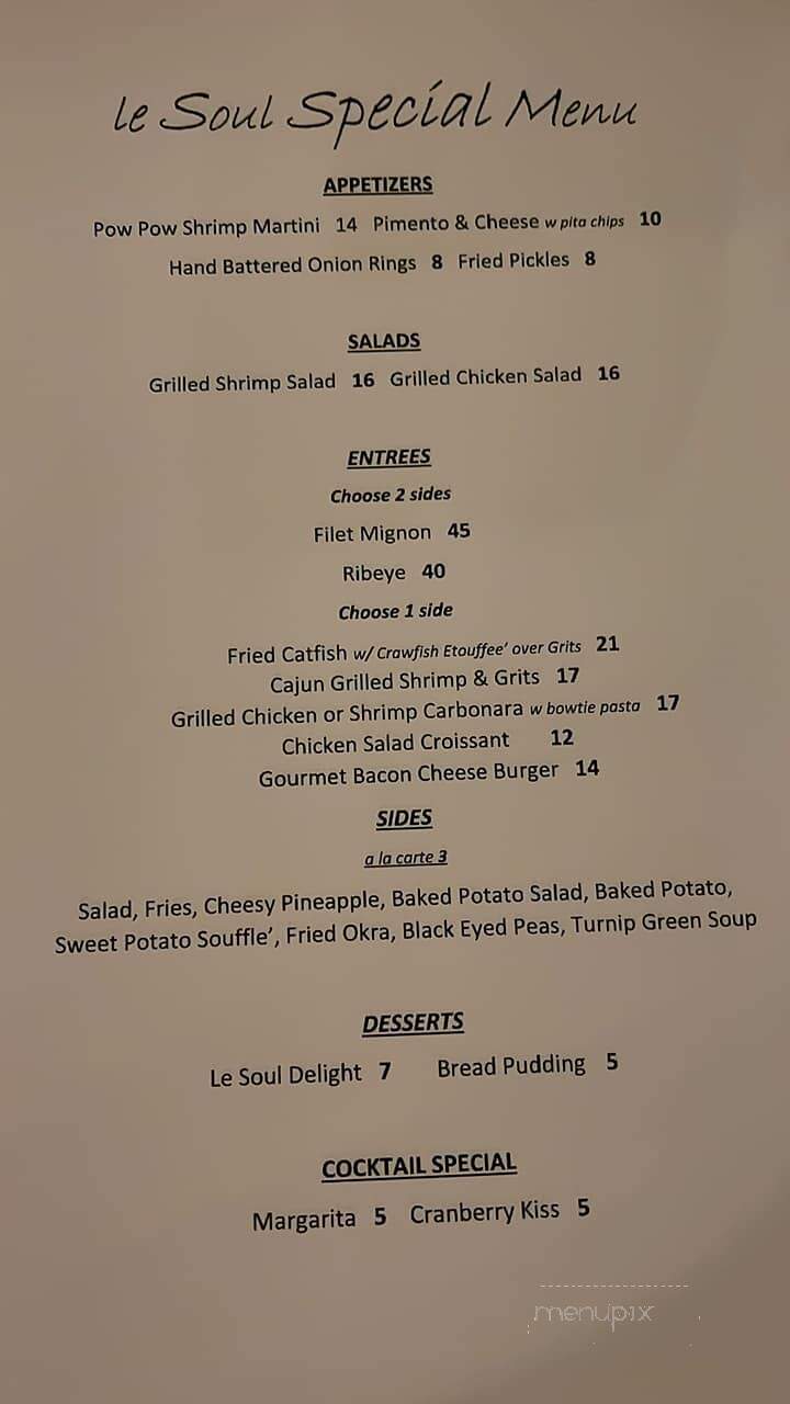 Le Soul - Hazlehurst, MS menu_pic
