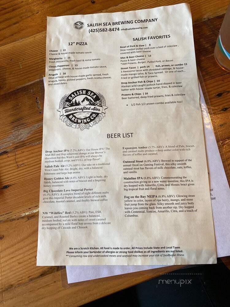 Salish Sea Brewing Company - Edmonds, WA menu_pic